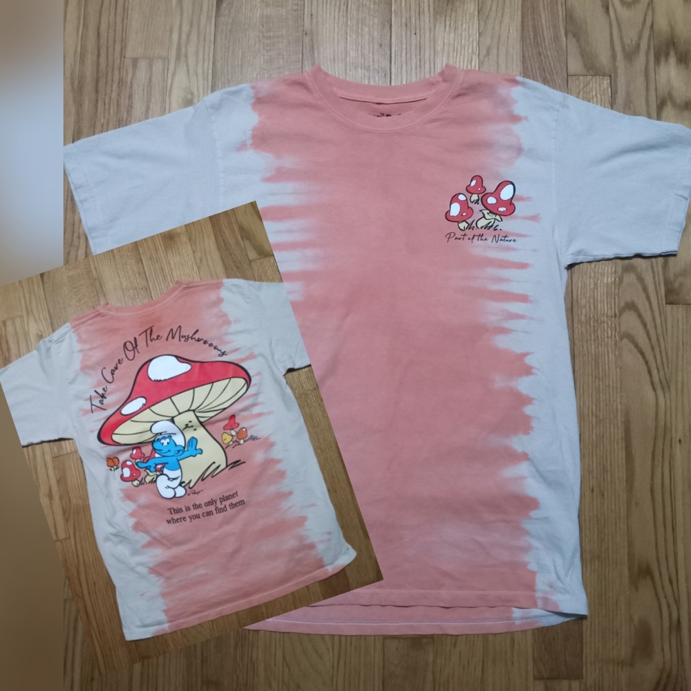 The Smurfs￼ Tie Dye T Shirt Cotton Size Adult Medium 2 sided New